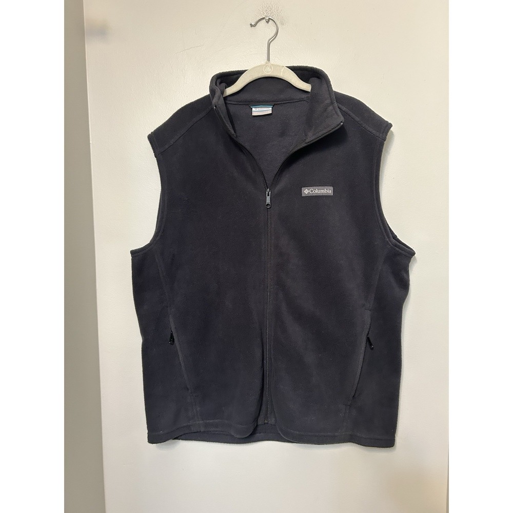 Columbia Men's Navy Blue Full Zip Vest w/ Zipped Pockets Stand-Up Collar L